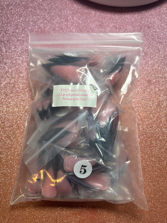 Enailcouture XXL Black French Stiletto Nails