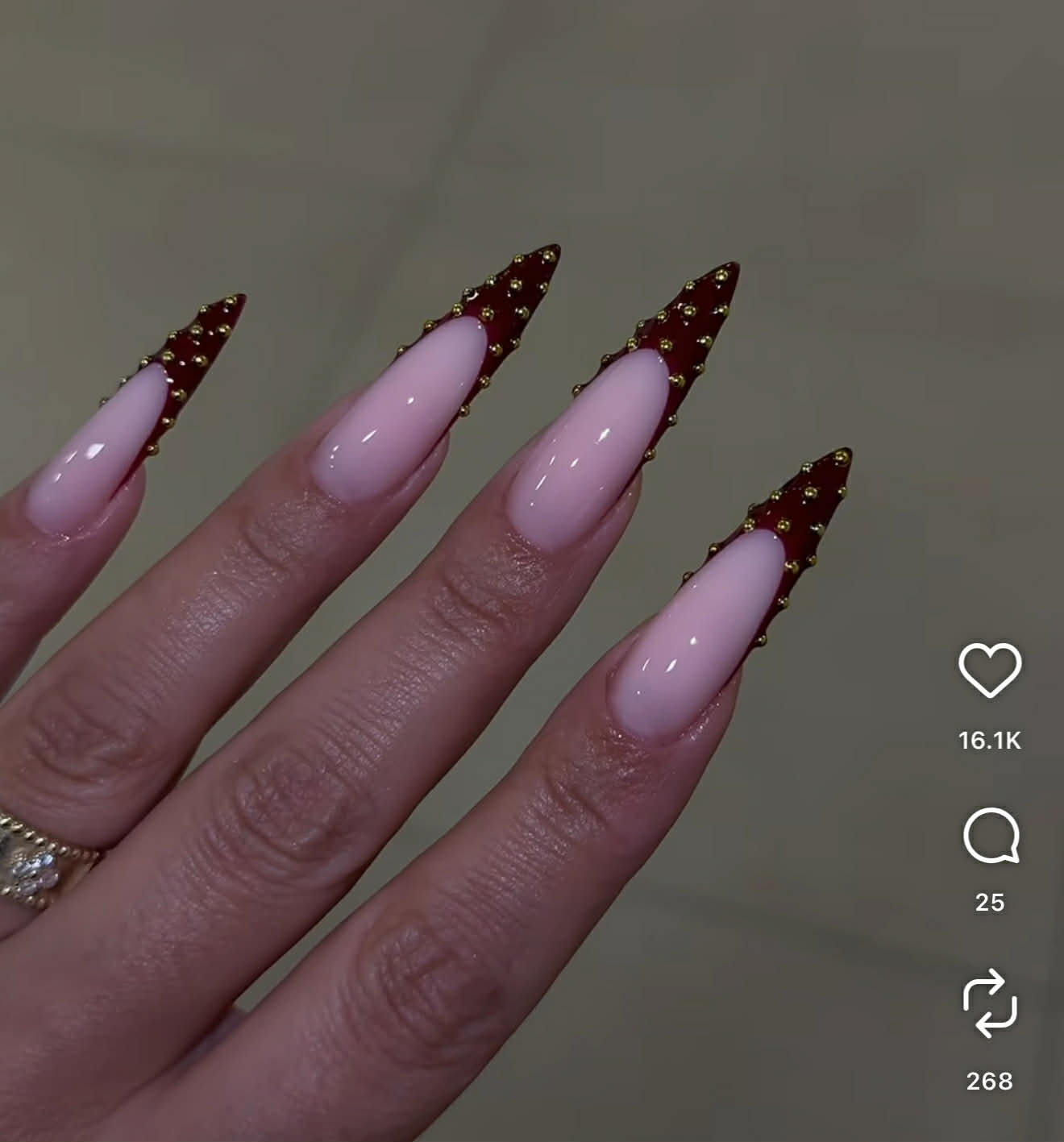 Deep red French/Gold Beads