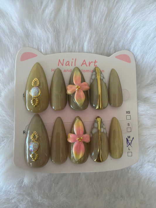 3D Floral Green