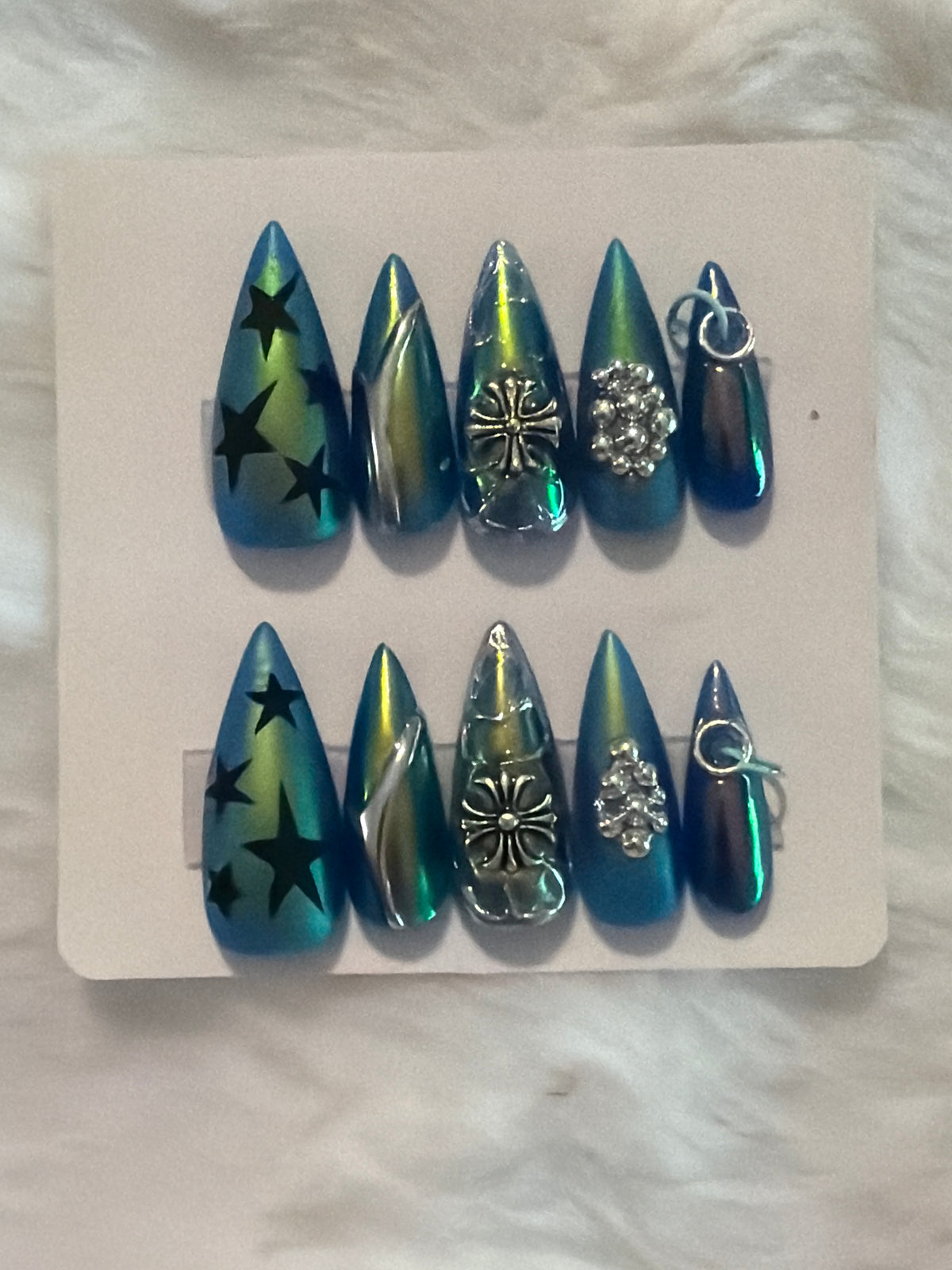 Chrome Galaxy 3D Nails