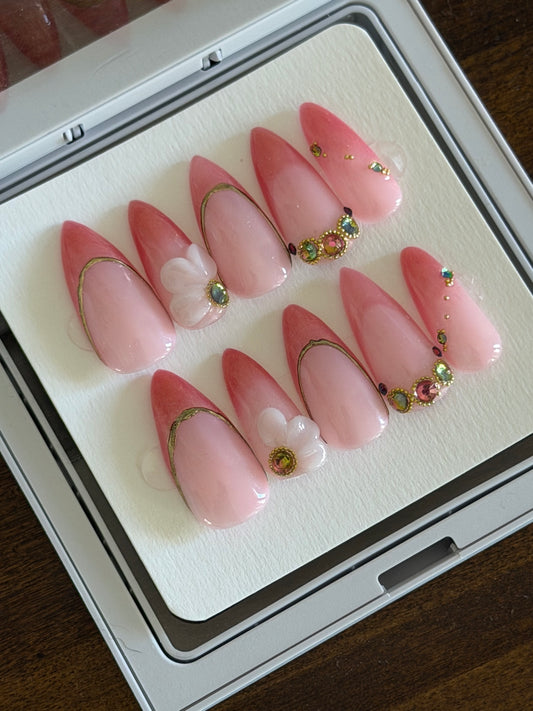 Pink/Gold Cateye w/gold accents