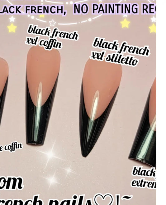 Enailcouture XXL Black French Stiletto Nails