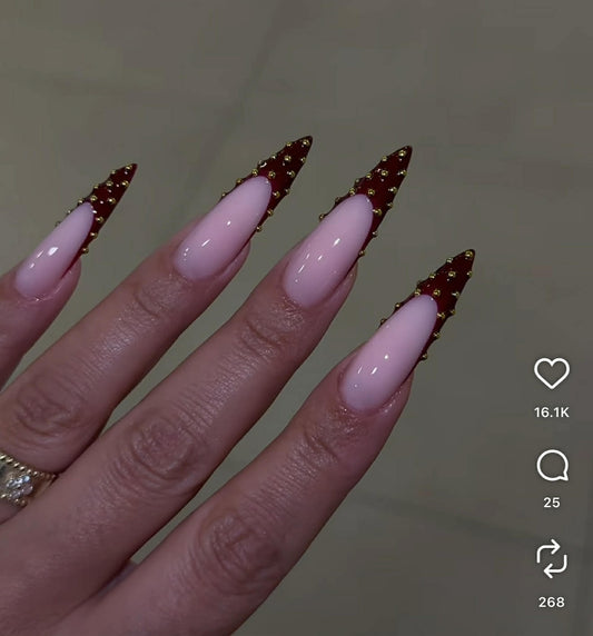 Deep red French/Gold Beads