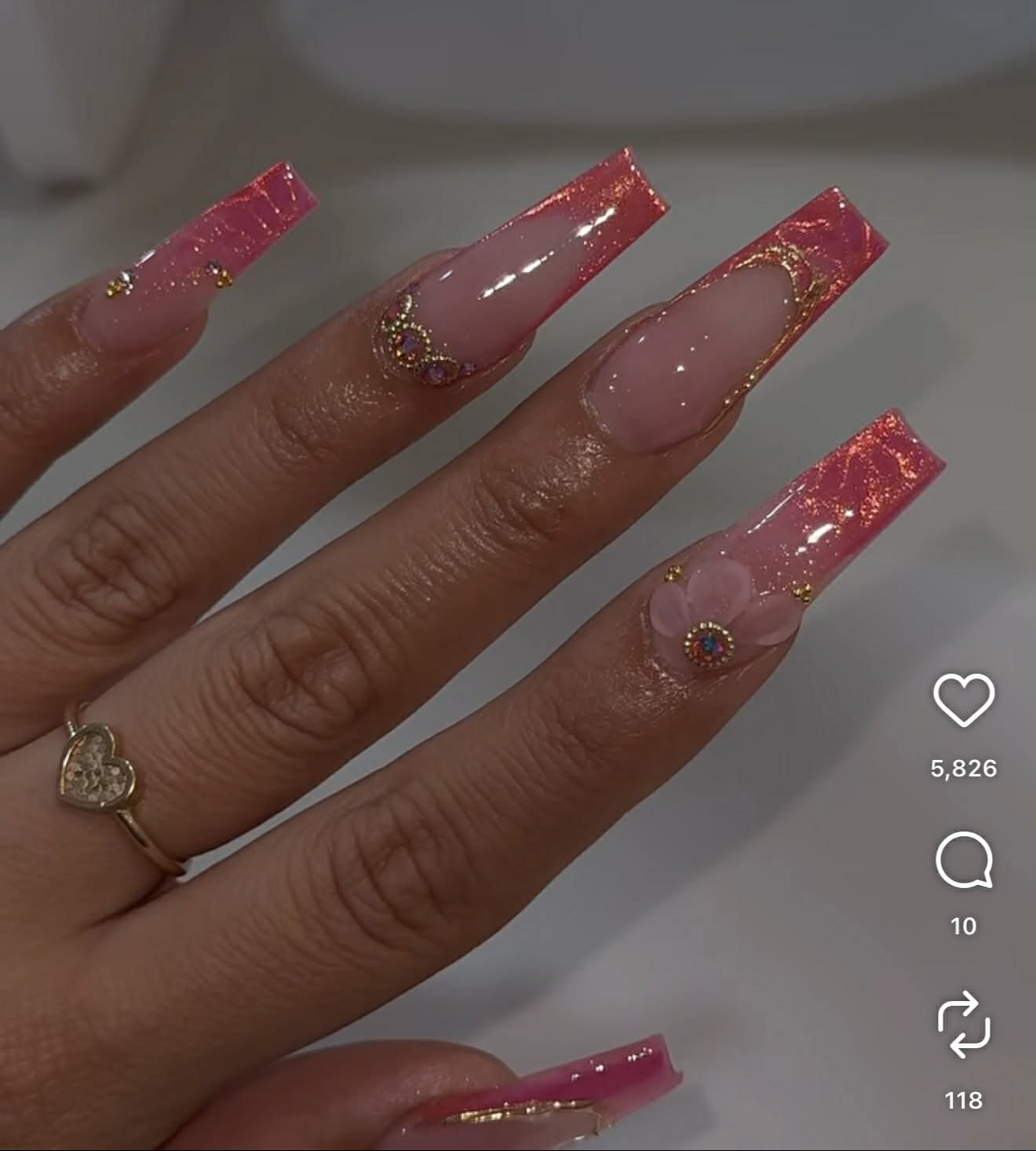 Pink/Gold Cateye w/gold accents