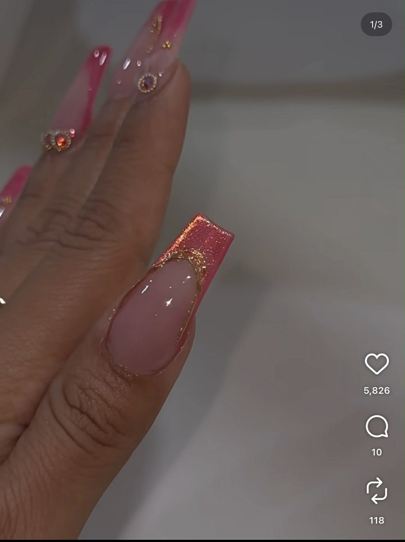 Pink/Gold Cateye w/gold accents